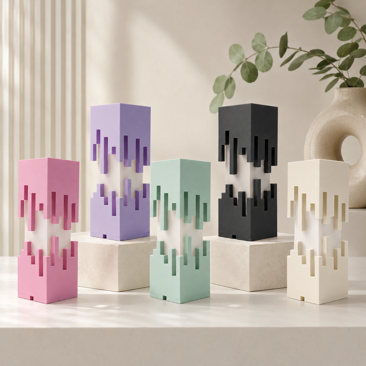 Geometric Pixel Tower LED Lamp