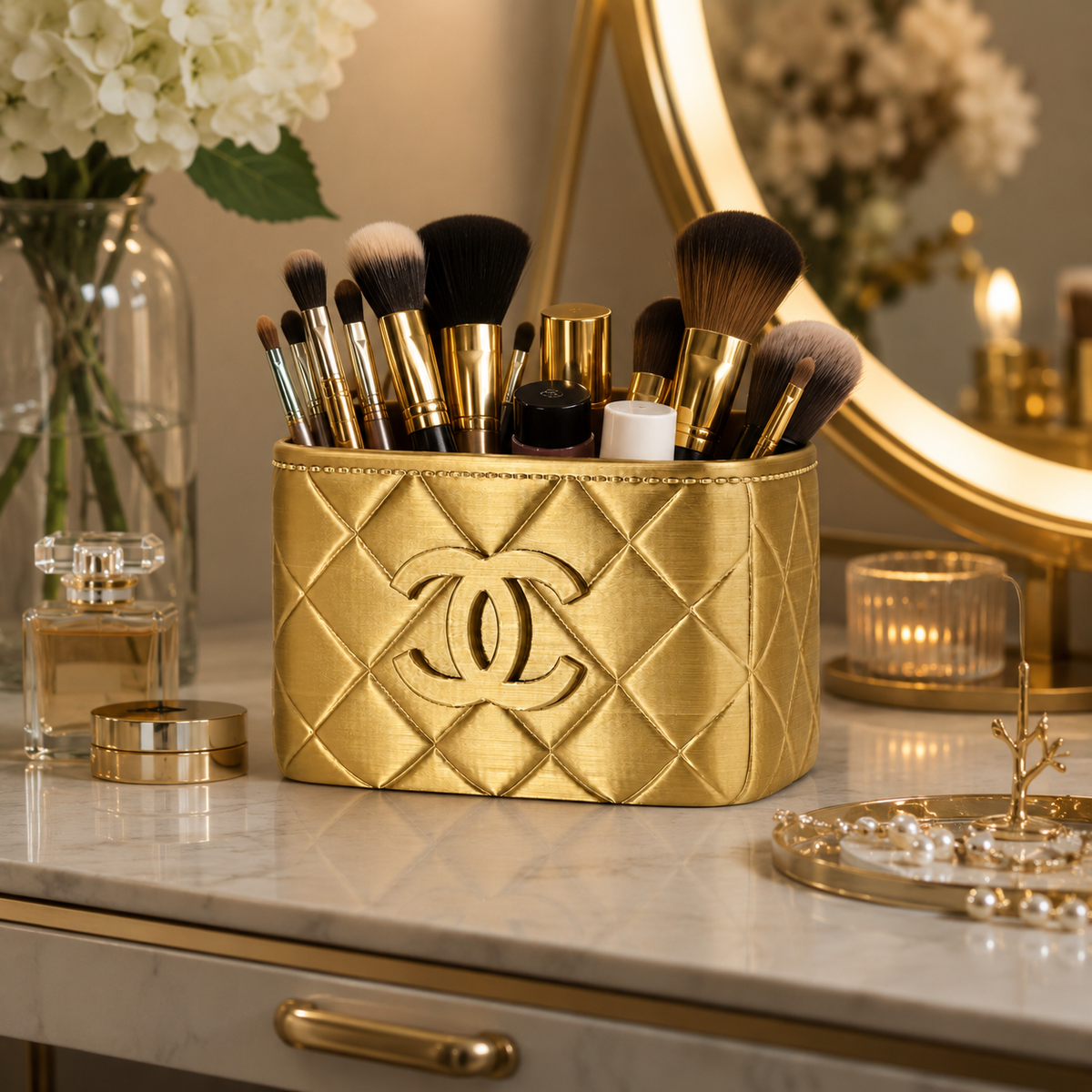 Quilted Makeup Brush Holder