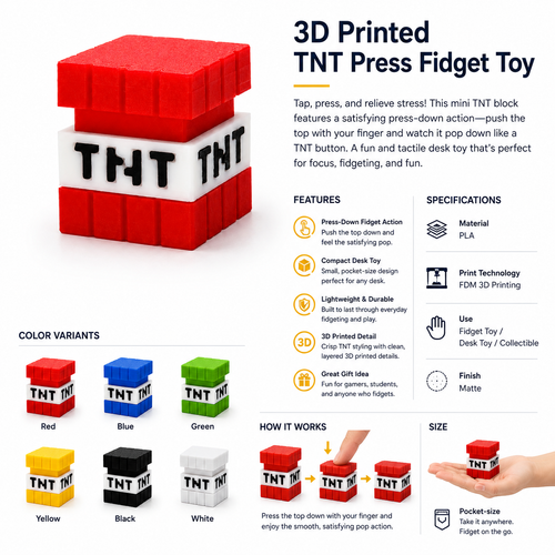 Clickable Minecraft-Inspired TNT Fidget Toy