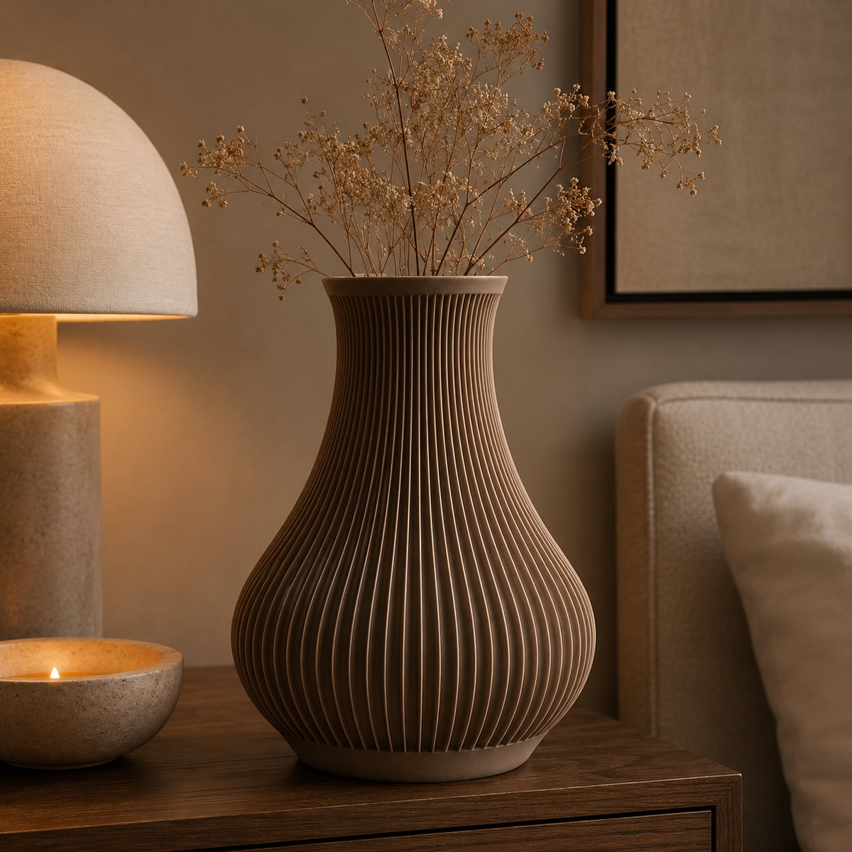 Ribbed Decorative Vase
