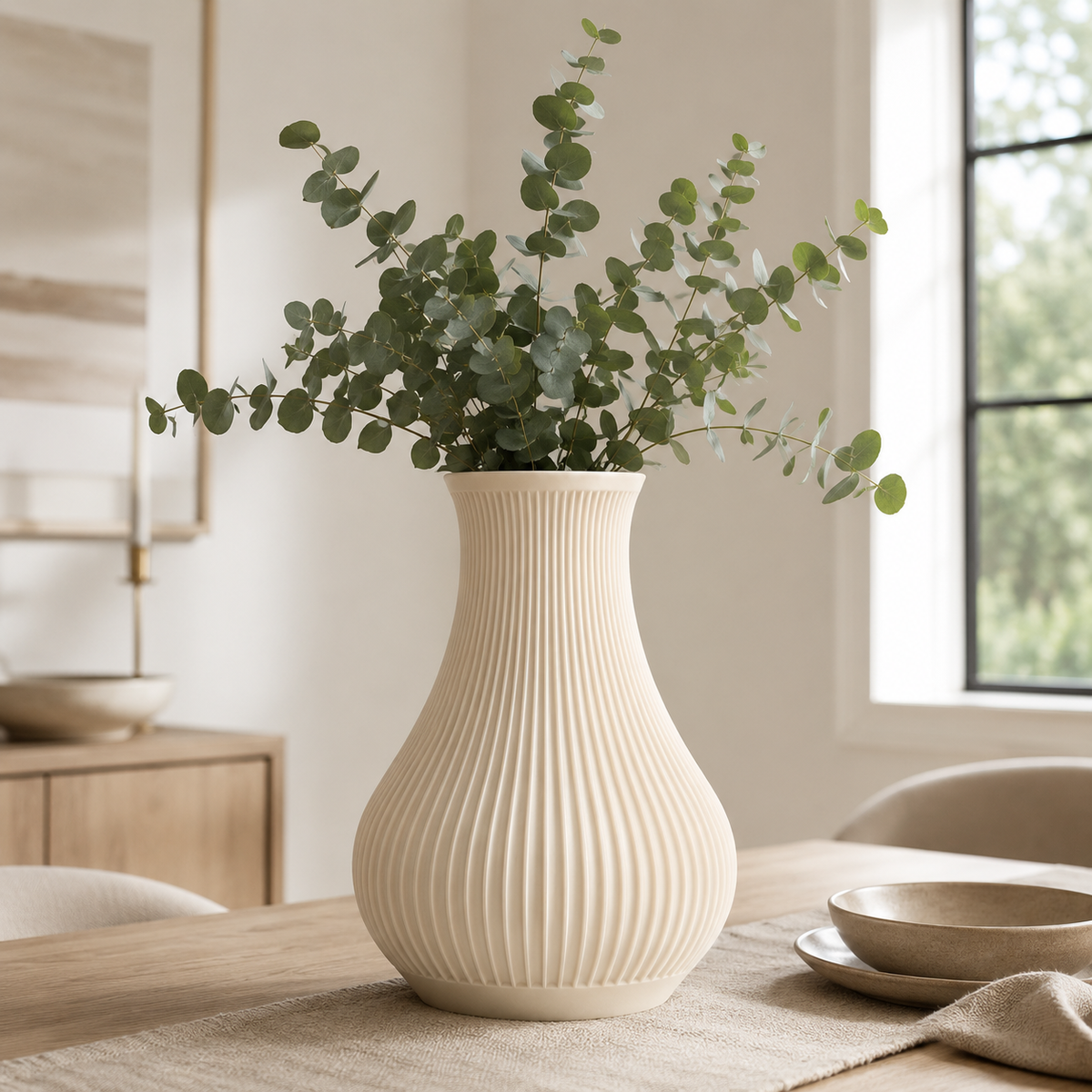 Ribbed Decorative Vase