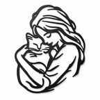Woman &amp; Cat 2D Wall Art
