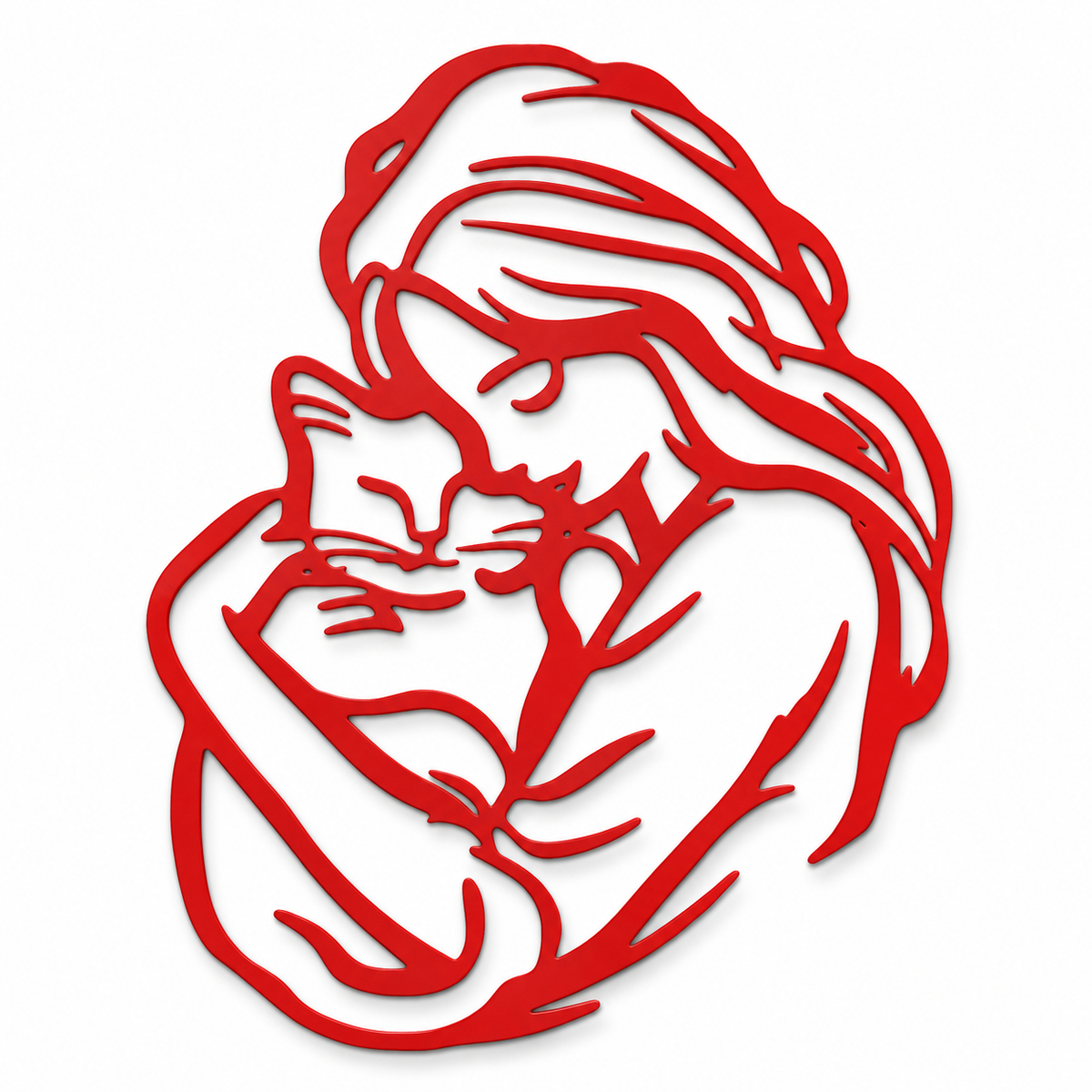 Woman &amp; Cat 2D Wall Art
