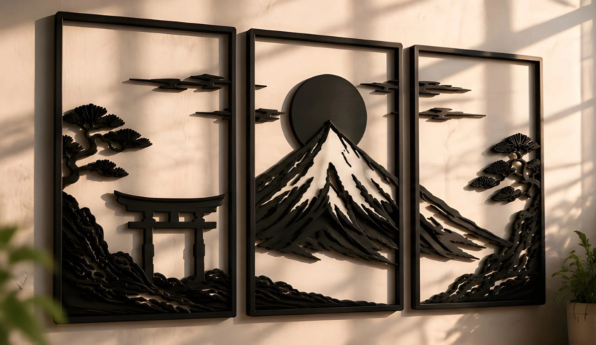 Japanese Mountain Wall Decor Set